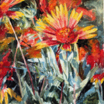 Gaillardia, 36x36, oil on board