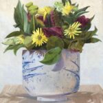 NC Bouquet Dandelions and Roses, Oil on linen 20x16